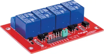 4 Channel 5V Relay Control Board Module/Shield This is a 5V 4-Channel Relay interface board, Be able to control various appliances, and other equipments equipment with large current. It can be controlled directly by Micro-controller (Raspberry Pi, Arduino , 8051, AVR, PIC, DSP, ARM, ARM, MSP430, TTL logic).
5V 4-Channel Relay interface board, and each one needs 15-20mA Driver Current
Equiped