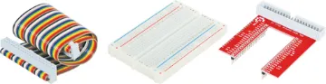 Raspberry Pi GPIO Breakout Expansion Kit Breaks out the 40 pin GPIO bus of your Raspberry Pi and connects it to a 500 pin breadboard. Making it perfect for experimenters to start prototyping and interfacing directly with the Raspberry Pi.