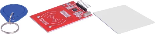 Uses the common MFRC522 chip to provide contactless 13.56MHz switching via electromagnetic field. Easy to set up with Arduino using readily available libraries. Includes keyfob and credit card style tags. 3.3V input. 40Lx60Wmm.