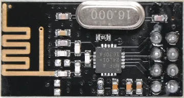 nRF24L01+ Wireless 2.4GHz Transceiver Module The nRF24L01+ is a wireless transceiver chip offering 100m range at 250kbps. Ideal for building short range data transmission into projects. 250kbps to 2Mbit data rate. 3.3-5V input.