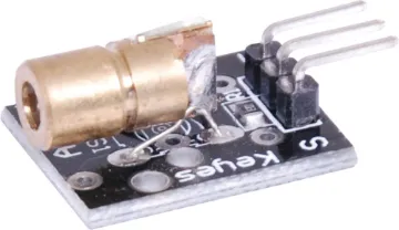 1mW Red Laser Diode Breakout Module A 1mW red laser diode with header connection for easy interface to your project. 5V DC input. 650nm wavelength (red). Board size 43 x 23mm.