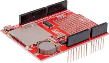 Datalogger Shield for Arduino An SD card module fitted with a DS1307 real time clock for recording data to mass storage.