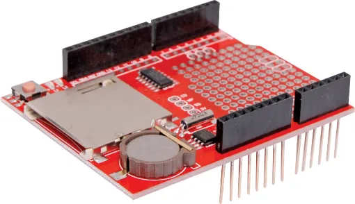 An SD card module fitted with a DS1307 real time clock for recording data to mass storage.