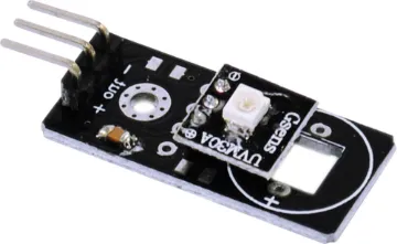 UVM-30A Ultra Violet Light Sensor Breakout Module Ideal for projects requiring UV level monitoring. 3-5V input. 0-1V output. 200nm-370nm response wavelength. Size: 28 x 12 x 10mm.
