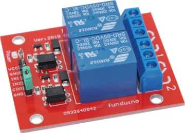 5V 2 Channel Relay Module This 5V relay module is suitable for integration with many types of micro control systems, including Arduino. Ideal for home appliance control. The module is perfect for common Arduino applications.