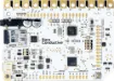 The Touch Board is a microcontroller board with dedicated capacitive touch and MP3 decoder ICs. It has a headphone socket and micro SD card holder (for file storage), as well as having 12 capacitive touch electrodes. It is based around the ATmega32U4 and runs at 16MHz from 5V. It has a micro USB connector, a JST connector for an external lithium po
