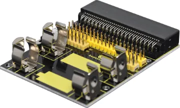 Power Breakout Board For BBC Microbit This power breakout board allows you to break out all the micro:bit pins, plus provides power via 2 x AA batteries. The board also includes short power lead adaptor.