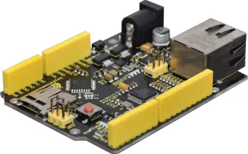 Arduino Compatible W5500 Ethernet Development Board This W5500 ethernet development board is based on the microcontroller of Arduino Ethernet. The board features integrated USB download, TF card slot and more functions on it. Its also fully compatible with UNO pins.