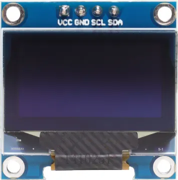128x64 Monochrome 0.96 Inch I2C OLED Display Module A compact monochrome 128x64 OLED display module with I2C/SPI communication. 3-5V input. 22x22x12mm.