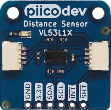 PiicoDev VL53L1X Distance Sensor The PiicoDev® Distance Sensor is a long-distance laser-ranging sensor that uses Time-of-Flight (ToF) to accurately measure distances up to 4m.