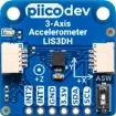 The on-board LIS3DH can measure 16-bit acceleration data in ranges from 2g to 16g in all 3 axes. 