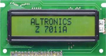 16x2 Wide Angle Green LED Backlit Alphanumeric LCD This compact LCD module has 96 inbuilt ASCII characters as well as 92 special letters and 8 custom characters, which can be displayed on a 16 character by 2 line screen. The module will hold the current input on the display using its own built in memory,